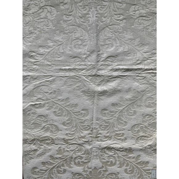 Chenille Damask Ecru Upholstery Fabric Heavy Weight 51" x 25" - Picture 1 of 4